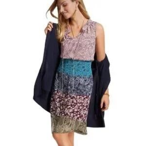 CAbi Multicolor Patterned Elastic Smocked Waist Sleeveless Dress